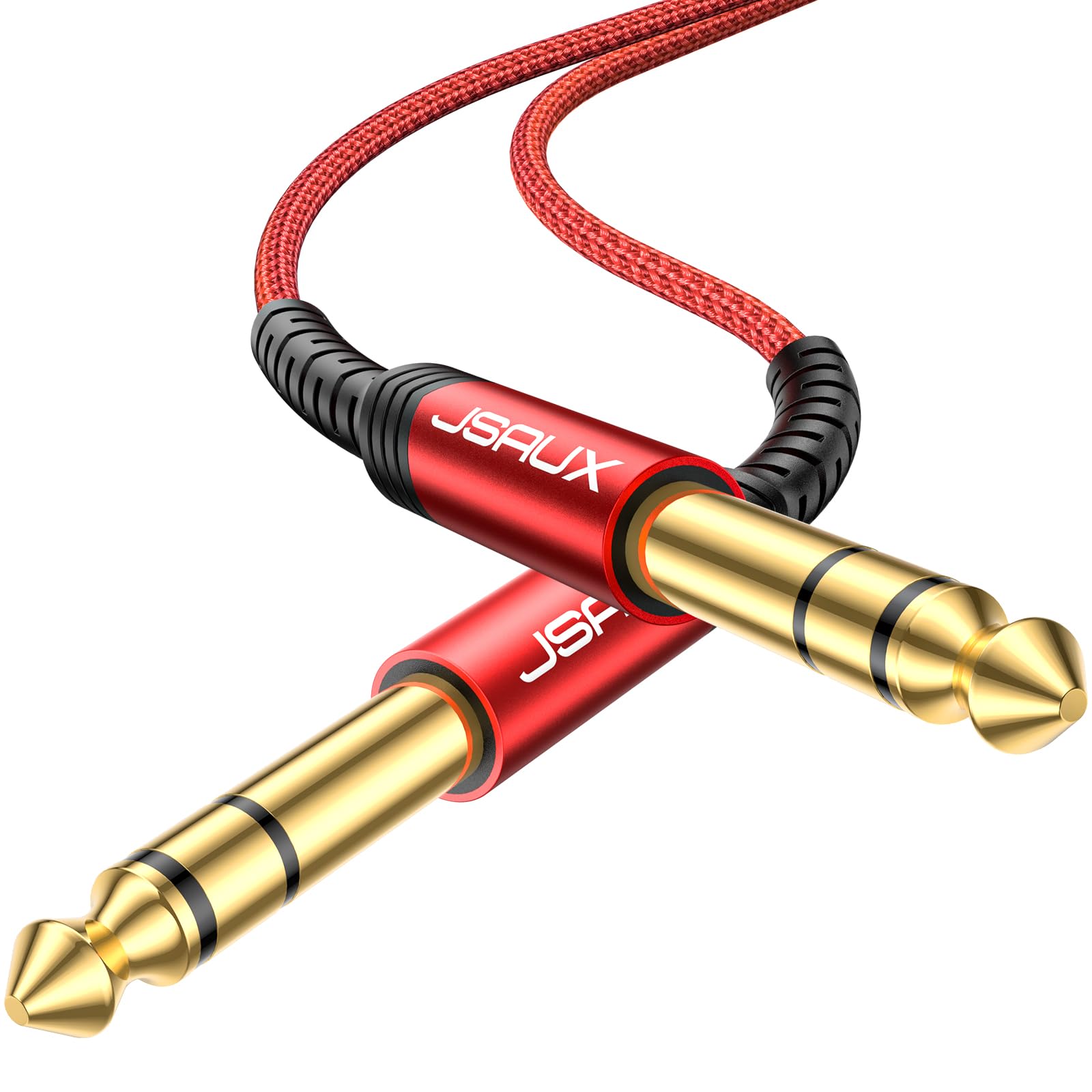 Photo 1 of JSAUX 1/4 Inch Guitar Instrument Cable 4FT, 6.35mm (1/4) TRS to 6.35mm (1/4) TRS Stereo Audio Cable Male to Male Straight-to-Straight for Electric Guitar, Bass, Electric Mandolin-Red