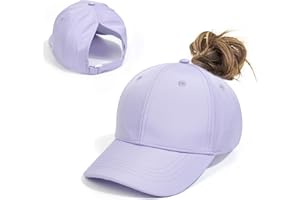 LUCKYBUNNY Girls Backless Cap Ponytail Hat High Messy Bun Baseball Caps Adjustable Sport Hat for Curly Hair (8-15 Years Old)