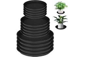 Hyuetrsa 12 Pack Plastic Plant Tray, 8/10/12 Inch Plant Pot Saucers, Black Plant Saucer, Black Flower Pot Container, Plant Po