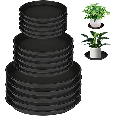 Lot De 4 Soucoupes Rondes En Plastique Noir De 40,6 Cm Pour Pot De Fleurs Pastoral Minimaliste Pour Intérieur Et Extérieur, Fournitures De Jardinage, Plateau De Plantes