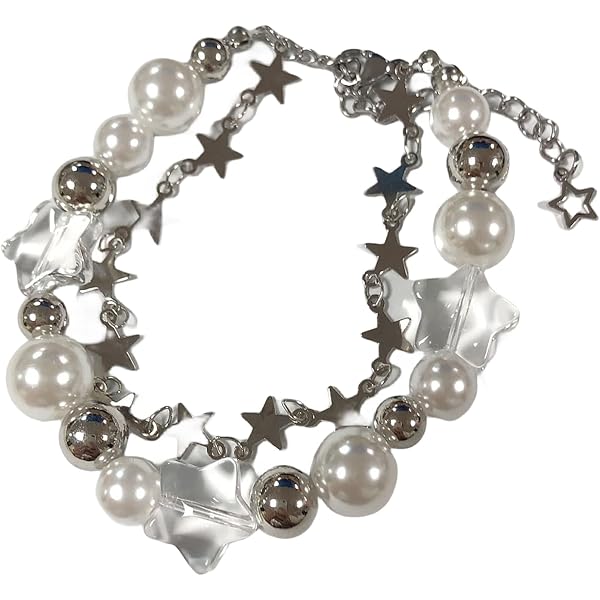 Pingyongchang Y2K Star Pearl Drop Earrings For Women - Cute Hollow Long Tassel Dangle Grunge Aesthetic Jewelry Gift