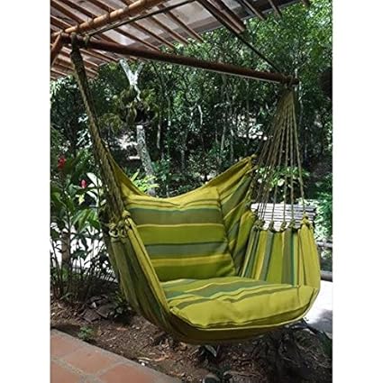 Hängesessel Hängematte Hängestuhl Hängeschaukel Hängesitz Iguana 294 XXL mit 2 Kissen aus 100 % Baumwolle extra langes Fußtei
