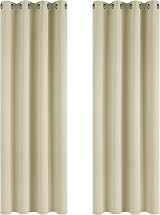 Deconovo Solid Eyelet Room Darkening Curtains Beige 140x180cm 2 Panels view 3