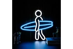 SHINEMYWAY Surfer Neon Sign for Bedroom Wall Decor USB Powered, Surfboard Decor Dimmable Surfer Light Anime Neon Sign for Kids Room Wall Art Birthday Gift 13 * 12 Inches Ice Blue