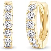 Huggie Hoop Earrings for Women with Round Lab Created Moissanite Dainty Cartilage Earrings in 18K Gold Plated Jewelry Gift for Her