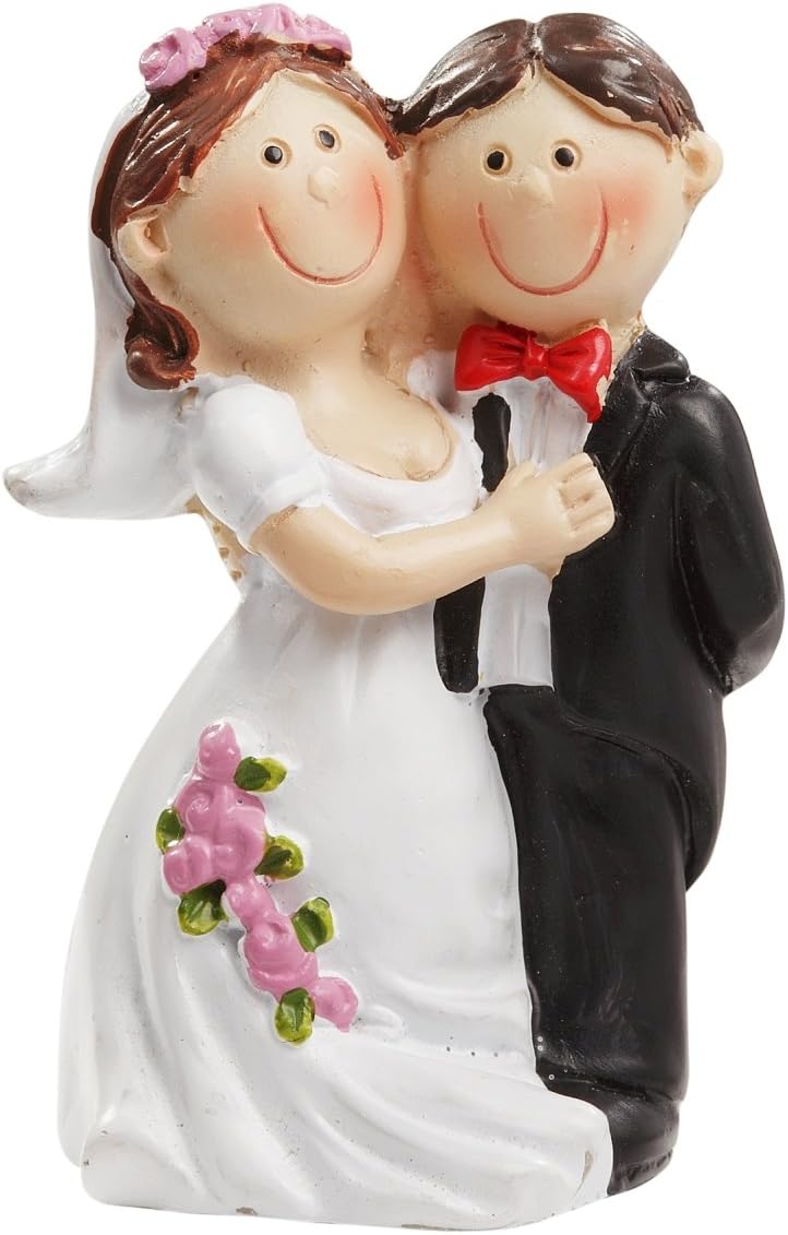 Wedding Couple with Pink Roses on Dress Approximately 5 cm Large Cake Decoration Table Decoration