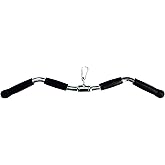 yuhqc Lat Cable Machine Attachment Curl Pulldown Barbell Revolving Bar, Multi-Exerciser Cable Attachment, Solid Steel Tricep