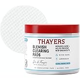 THAYERS Blemish Clearing Acne Pads, Salicylic Acid Acne Treatment, 60 Ct | Pore Reducing, Exfoliating, and Soothing Skincare, Witch Hazel Toner Pads, Help Prevent New Breakouts, Alcohol &amp; Paraben Free