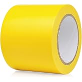 BOMEI PACK Floor Marking Tape 4 Inch x 108FT Yellow Warning Safety Stripe Tape for Walls, Floors, Pipes, Warterproof Caution Tape Ideal for Marking Hazardous Areas, Equipment