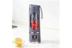 Portable Juicer, USB Rechargeable 1500mah Battery 3 Speed Cooking Machine with Display, 450ML Electric Juicer, Easy Clean Des
