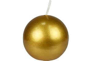 Zest Candle 12-Piece Ball Candles, 2-Inch, Metallic Gold