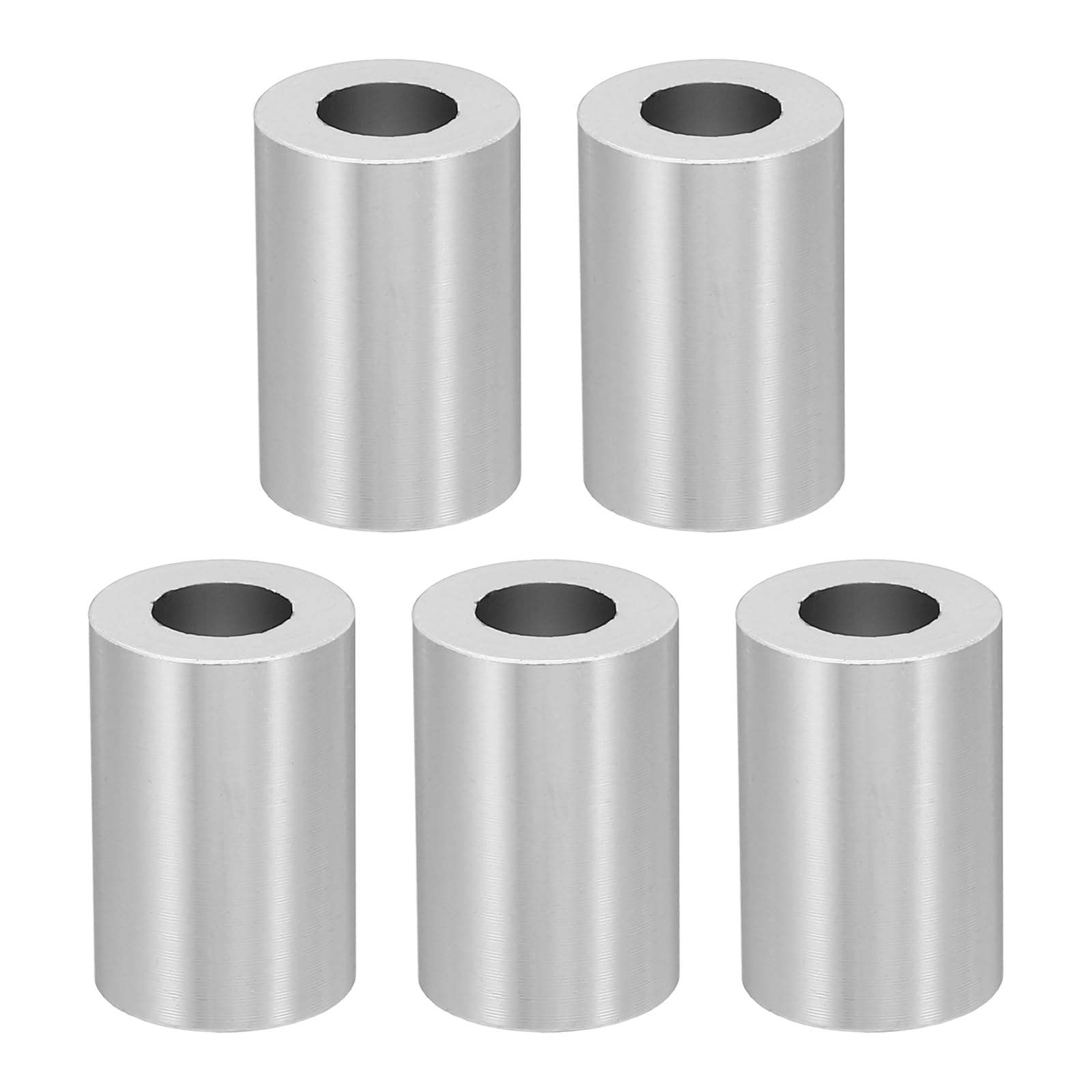 PATIKIL M10 Aluminum Spacers, 5 Pcs Metal Spacer Aluminum M10 X3/4"OD X1-1/8"L Aluminum Spacer Screw Standoff Round for 3/8" or M10 Screw Bolts, Silvery