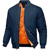 Rdruko Men's Bomber Jackets Onion Quilted Winter Padded Windbreaker Zip up 4 Pockets Waterproof Satin Flight Varsity Coats