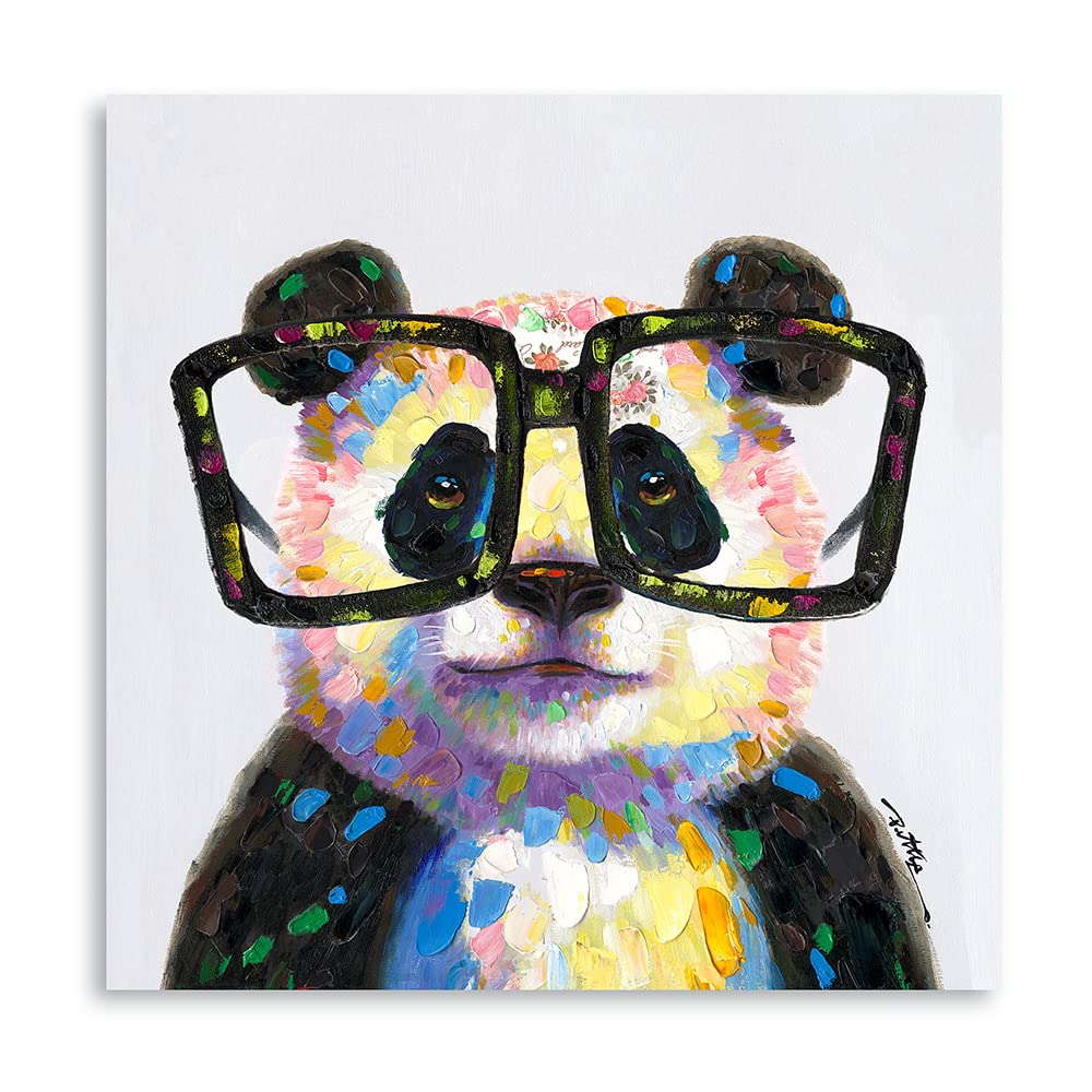 Yidepot Cute Panda Canvas Wall art: Wall Decor Animals Themed for Kids' Bedroom Nursury Poster Bathroom Wall Painting 12"x12"