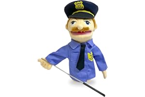 okegztoa 16"Puppets Entriloquist Puppet,Hand Puppets for Kids Plush Policeman Puppets for Adults with Removable Mouth Puppe t for Kids Ages 4-8，Hand Puppet for Adults with Scalable Pupp et Control Rod