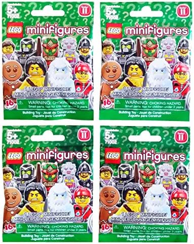 Lego Series 11 Mini Figure Blind Bag Mystery Packs (Set of 4 Packs)