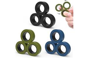 Cevioce 9 PCS Magnetic Ring Fidget Toys Set,ADHD Anxiety Magnetic Finger Spinner Pack for Adults and Teens,Kids Coolest Magnet Stress Relief Toy for 8+ Year Old Boys Girls Present
