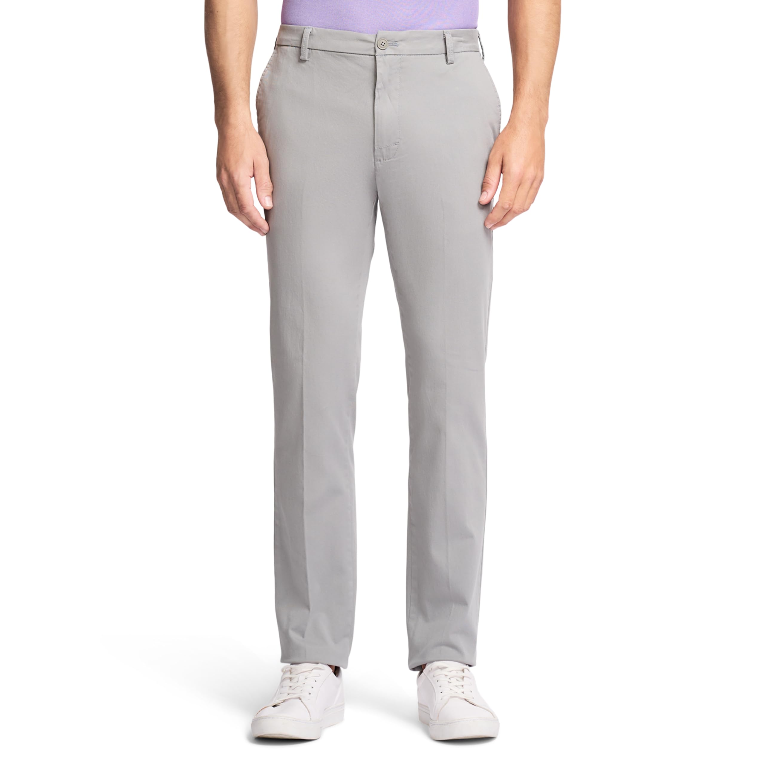 IZOD Men's Saltwater Stretch Flat-Front Chino Pants, Cinder Block Strt, 36W x 29L Image