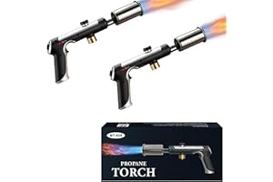 SakerPlus Propane Torch - 3272°F High Heat Torch Gun with Adjustable Flame & Safety Lock, for BBQ Grilling, Charcoal Ignition, Cooking and DIY Projects (2 Packs)