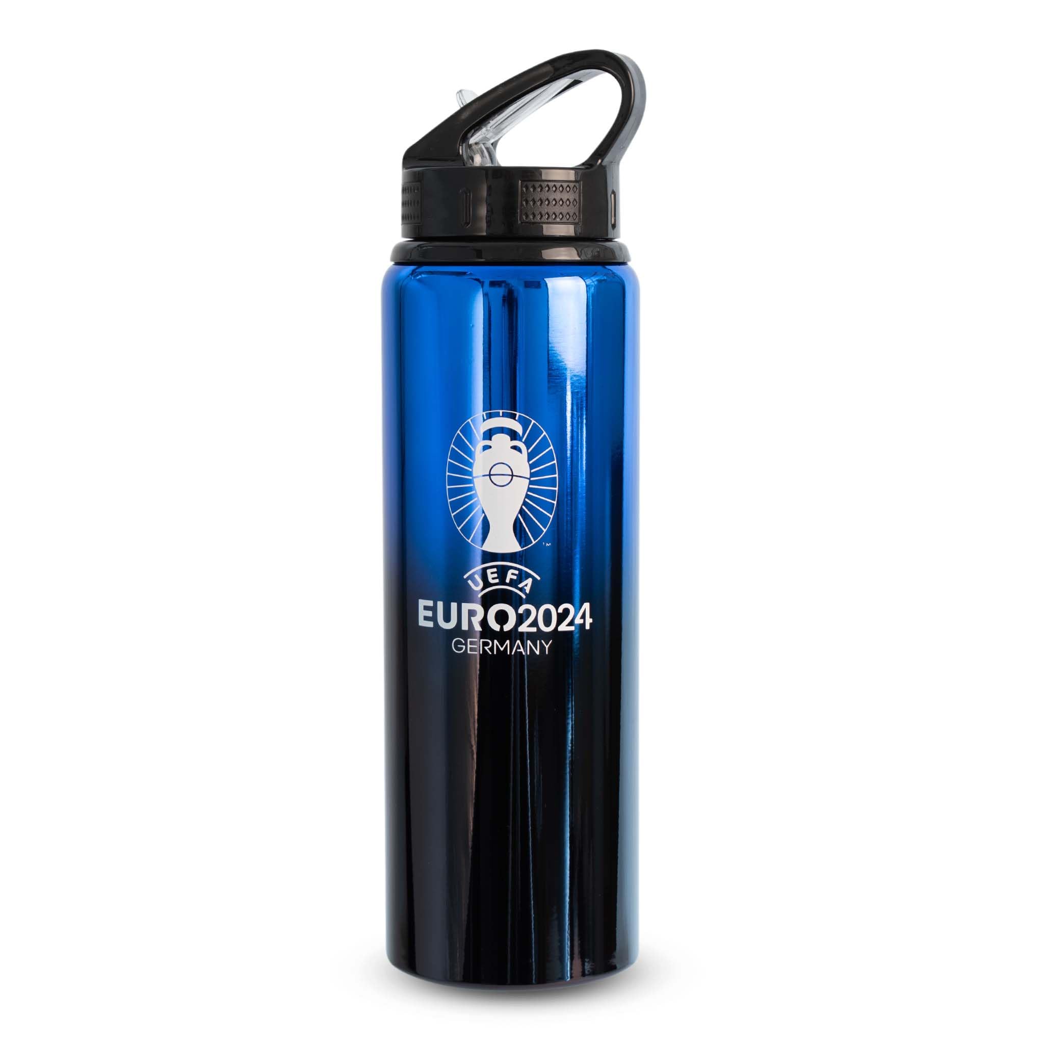 Hy-Pro Euro 2024 750ml Aluminium Bottle, Officially Licensed, Stadium Design, Integrated Folding Straw, Lightweight, 0,75L, Leakproof, Water Bottle, Reusable