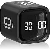 Wbacon Cube Pomodoro Timer, Smart Timer 5/10/30/60 Minutes Custom Countdown | Adjustable &amp; Silent Visual Timer, ADHD Tool Flip Rotating Portable Smart Productivity Timer for Study Task Work Kitchen