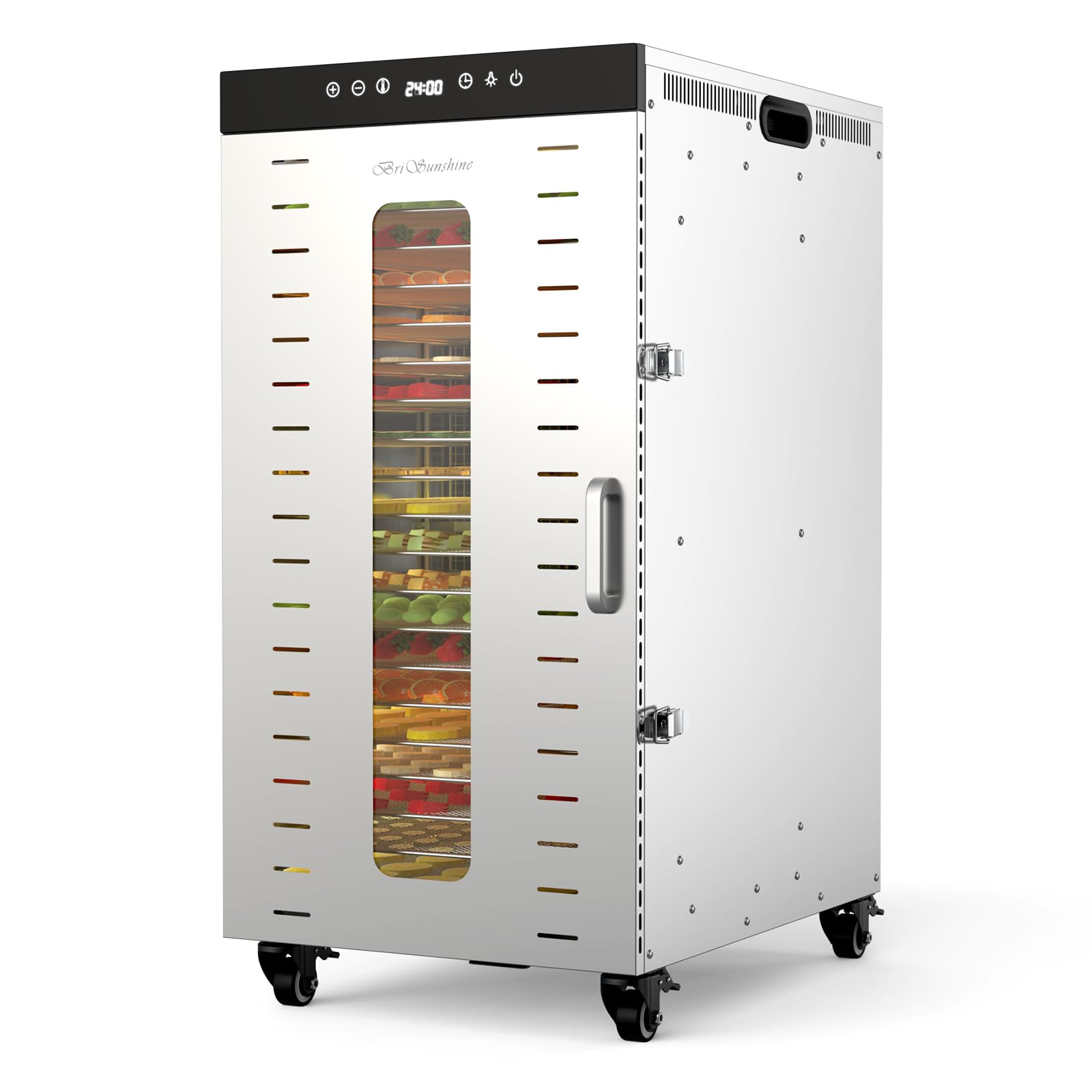 Photo 1 of ***VERY USED*** BriSunshine 20-Tray Commercial Food Dehydrator Machine with Triple Fans, 24H Timer, 1600W Large Stainless Steel Dehydrators Dryer for Meat Jerky, Dog Treats, Fruits