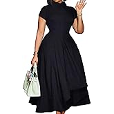 LAJIOJIO Elegant Dresses for Women Formal Short Sleeve A-Line Party Dress