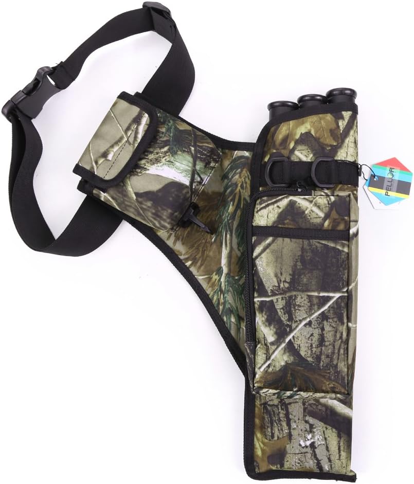 PELLOR Outdoor Forest Hunting Training Adjustable Shoulder Strap Archery Quiver (Camo, 3-tube)