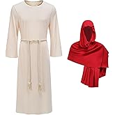 GRAJTCIN Men's Jesus Christ Saint Costume Adult Shepherd Outfit Robe Scarf Shawl Waist Rope Set for Halloween