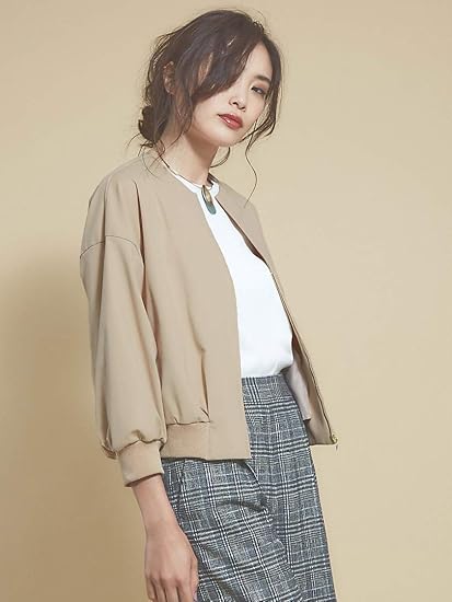 Amazon カリテ Qualite アウター 裏起毛ヘンリーネックブルゾン レディース ベージュ Free コート ジャケット 通販