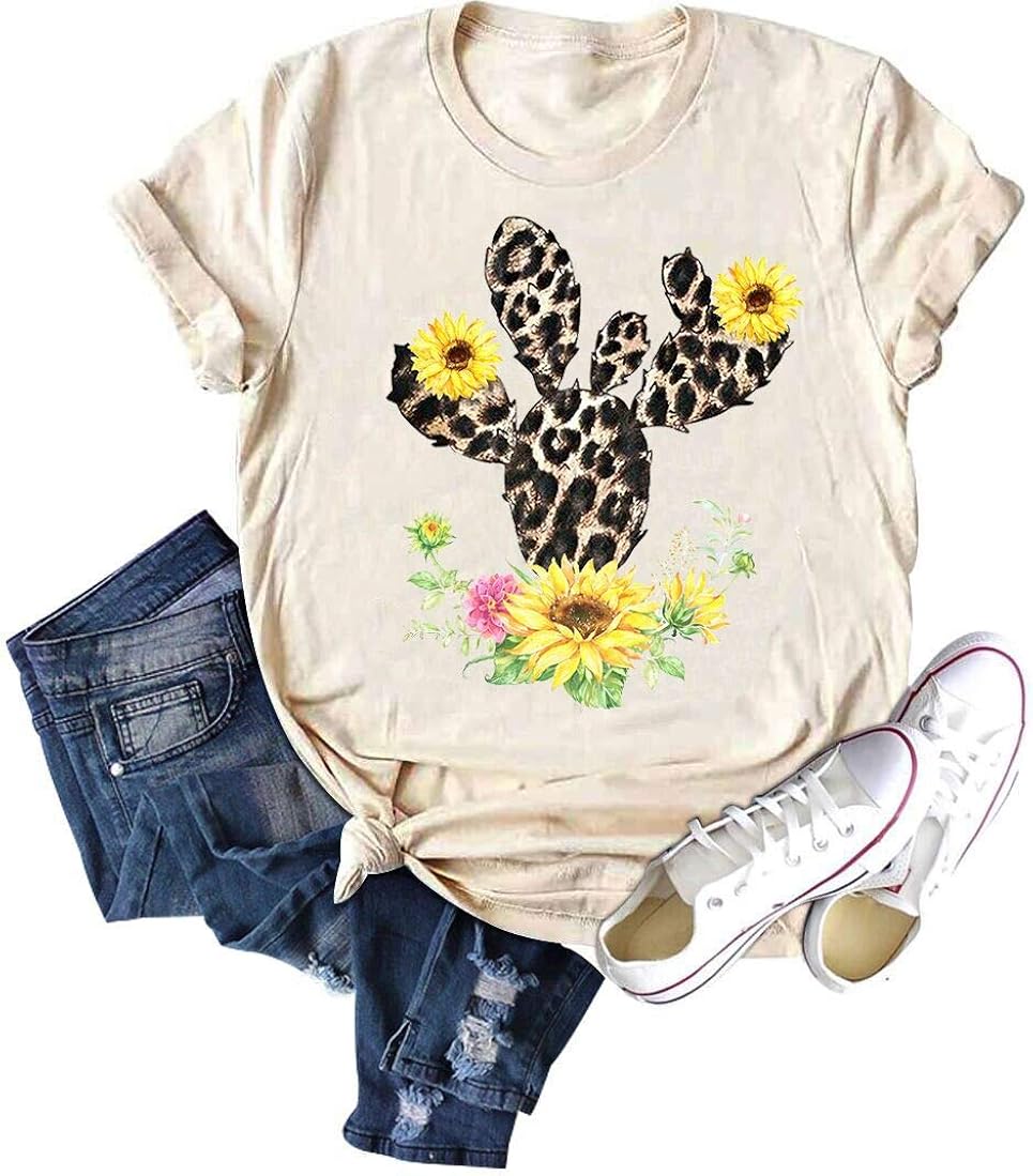 denim and flower cactus shirt