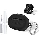 for Bose New QuietComfort Earbuds (2024) Case Cover with Cleaning Kit, Soft Silicone Protective Earbuds Case with Carabiner, Logo and Front LED Visible (Black)