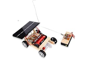 OULUN Wooden Solar Car Model Kit to Build for Youth Age School Educational Science Experience Kit | Wireless Remote Control Electric Motor Building Toy | Hybrid Powered