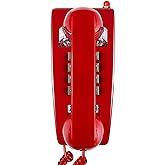 Sangyn Retro Wall Phones for Landline with Mechanical Ringer Corded Telephone Wall Mounted with Indicator Waterproof Old Style Landline Phones for Home Kitchen, Red