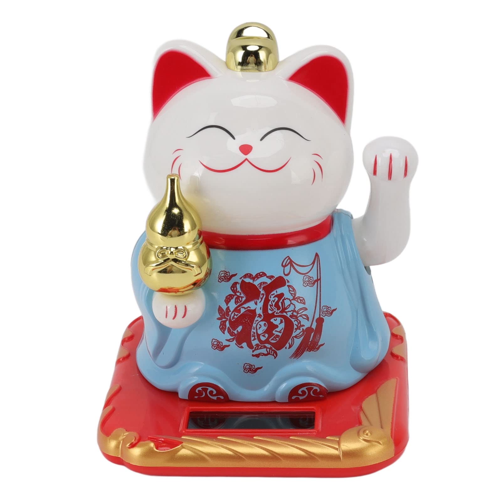 Lucky Waving Cat, Lucky Fortune Cat,Cute Ceramic Lucky Cats, Induction Plastic Chinese Welcome Cat Ornament for Home Cars,Good Luck Feng Shui Decoration (Blue)