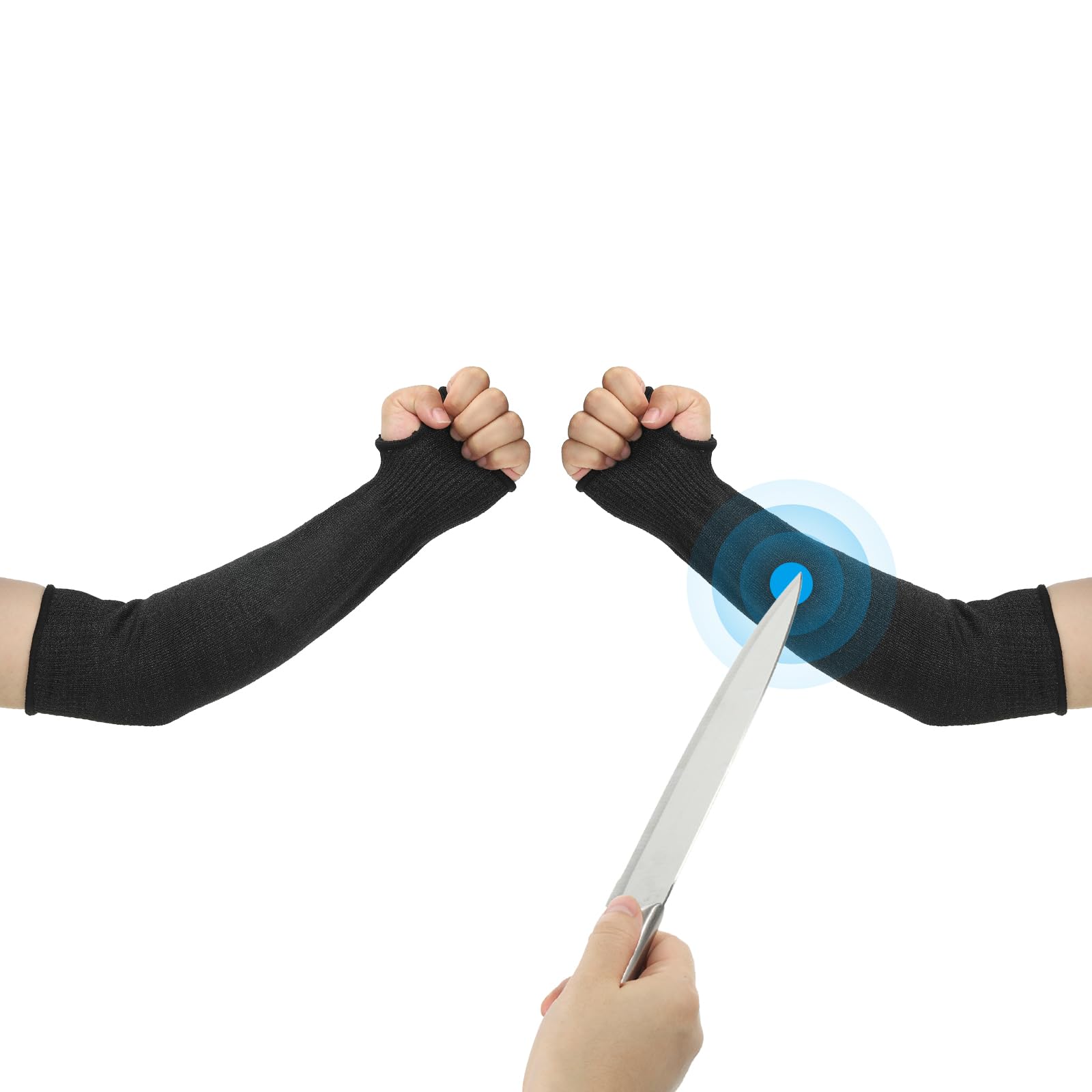 PATIKIL 16 Inch Cut Resistant Sleeve, 1Pair Arm Safety Protectors Sleeves with Thumb Hole Level 5 Protection Forearm Guard Sleeves for Thin Skin and Bruising, L, Black