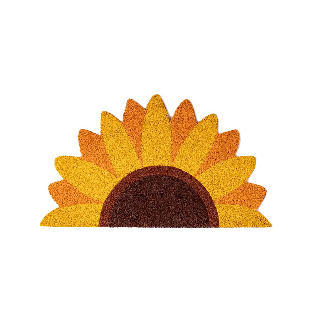 Fisura - “Sunflower” Coir Door Mat, Dirt Trapper Doormat with Non-Slip PVC Backing, Indoor & Outdoor Front Door Entrance Mat. Hand Painted. 27x15 inch