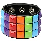 eYLun Men Women Cuff Leather Bracelet Punk Stud Wristband Bracelet Rock Adjustable Bangle Unisex