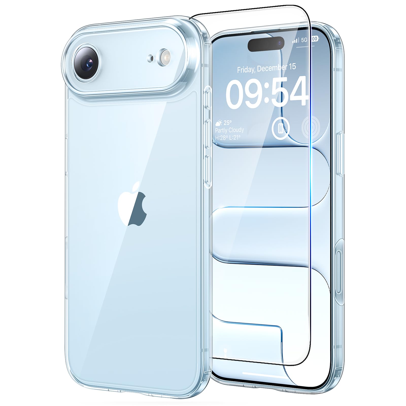 Photo 1 of TAURI for iPhone Air Case, Full Camera Protection with Screen Protector, Anti-Yellowing Military-Grade Protection Shockproof Slim Phone Case for iPhone 17 Air 6.5 inch, Clear