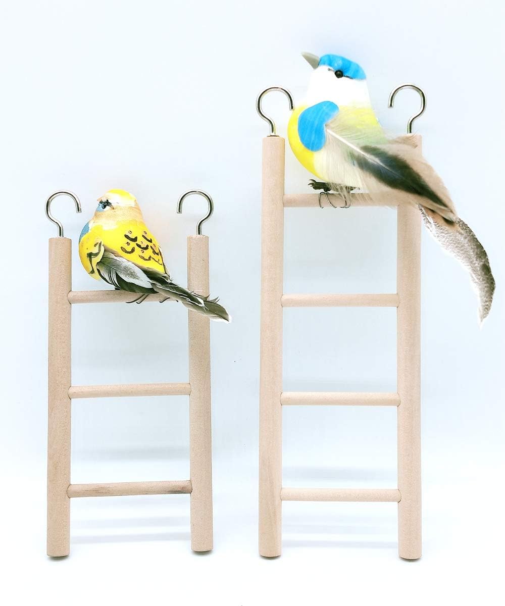 LWINGFLYER 2pcs Wooden Ladder for Bird Parrot Ladder Climbing Toy Birdie Basics (3 Step & 4 Step) : Pet Supplies