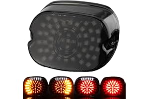 EAGWINGER Smoked Tail Lights and Turn Signal Low Profile LED Integrated Taillight License Plate Rear Light Compatible with Harley Sportster 1200 883 Touring Road King Dyna Super Glide Fat Boy Night(Low Profile)