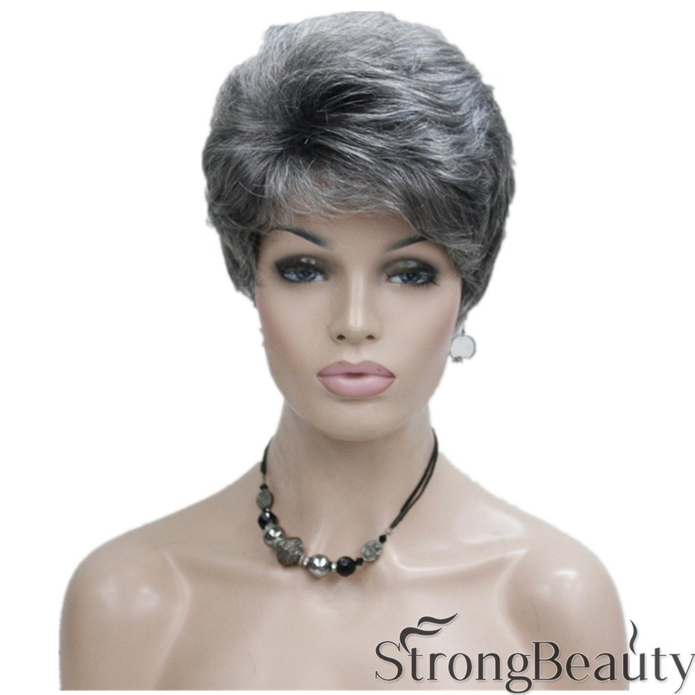 Strongbeauty Short Hairstyles Wigs Silver Grey Synthetic Hair