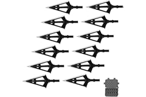 Jocoo 12PK 3 Blades Hunting Broadheads 100 Grain Screw-in Arrow Heads Arrow Tips Compatible with Crossbow and Compound Bow + 1 PK Broadhead Storage Case