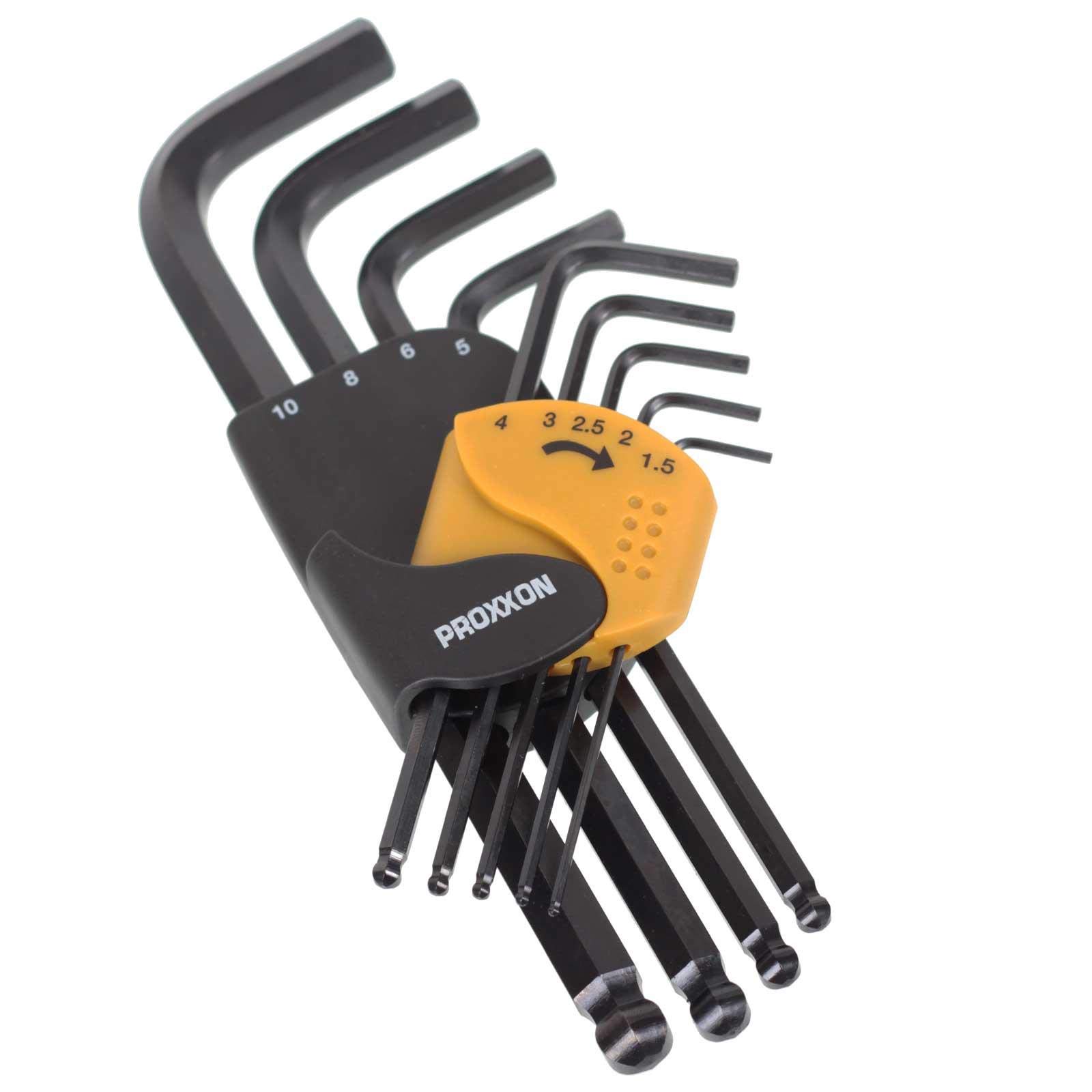 Proxxon 23946 Allen Key Set for Hexagon Socket Screws 1.5-10 mm Set of 9
