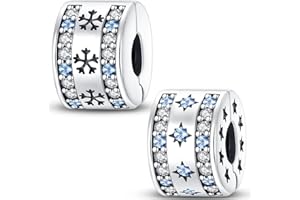 Pandach 925 sterling silver Clip Spacer Charm for Bracelet Clip Lock Stopper Bead Spacer European Openable Beads 2Pcs