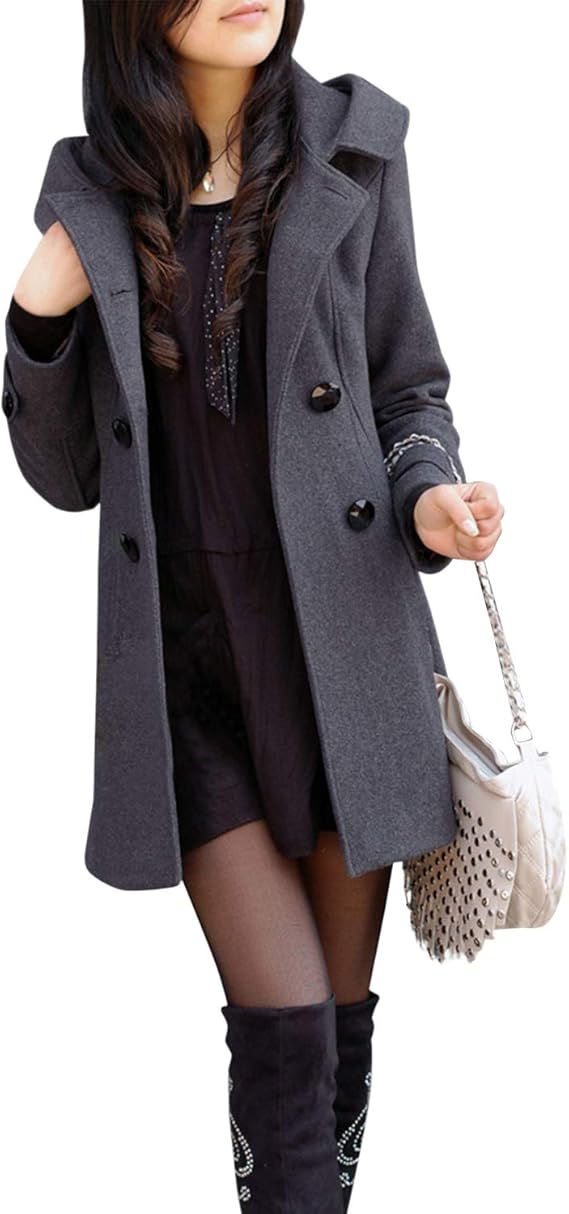 MOKBAY Wollmantel Damen - Eleganter Wintermantel Mit Knöpfen Für Herbst & Winter