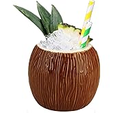 YUNNUO Tiki Mugs,Tiki Mugs Party Pack,Hand-Painted Coconut Ceramic Mug For Family Gatherings, Bars, Parties (520ML)