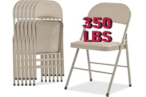 DOINUO 6 Pack Folding Chairs with Padded Cushion and Back Padded Folding Chairs with Steel Frame Portable Stackable Commercial Seat for Indoor Outdoor Events Office Wedding Party, Khaki
