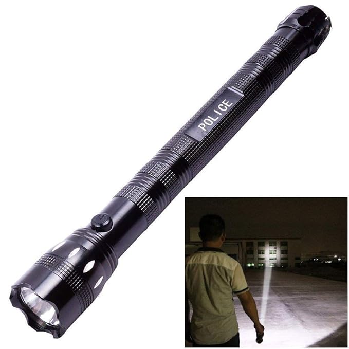 Aryshaa Metal Aluminium Alloy Body Handheld Flashlight LED Police Torch, Box Pack, 21 cm, Multicolour