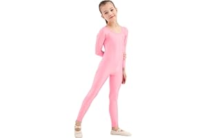Kepblom Girls Scoop Neck Long Sleeve Unitard Bodysuit Dancewear For Child
